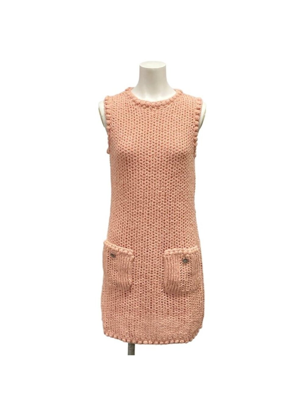 Chanel Dress S Pink Sleeveless Cotton